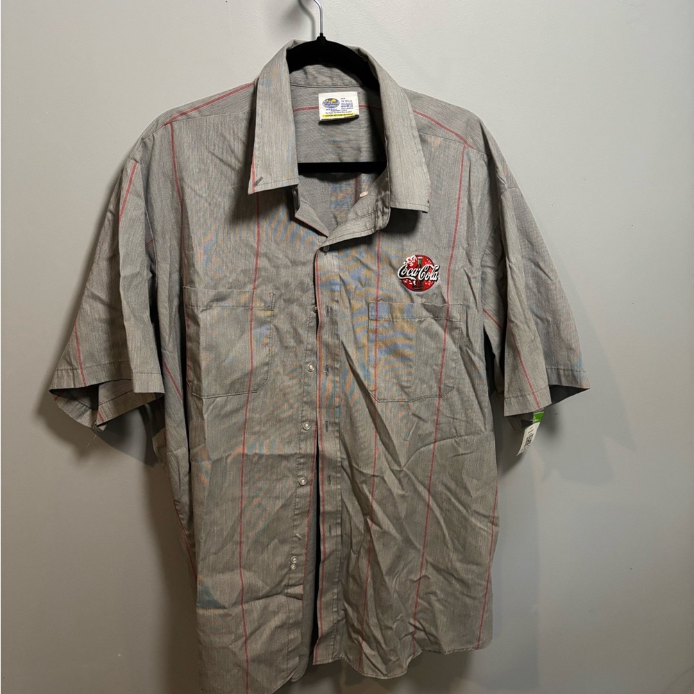 Coca Cola Gray and Red Casual Button Down Shirt 2
